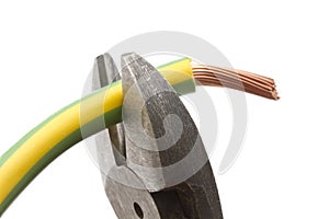 Electrical wires and pliers photo