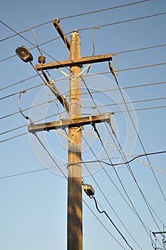 Electrical wires and pole