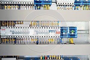 Electrical wiring of the electrical cable and the distribution board in the control panel board