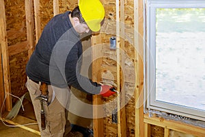 Electrical wiring in walls of new home construction