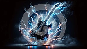 Electrically Charged Guitar with Sparkles