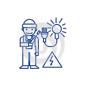 Electrican line icon concept. Electrican flat  vector symbol, sign, outline illustration.