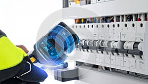 Electrician with Arc Flash Protection at Panel