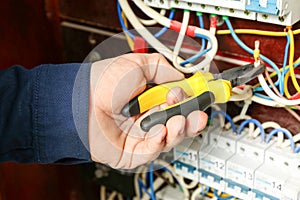 Electrician connecting wires