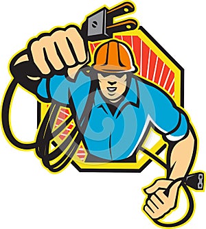 Electrician Construction Worker Retro