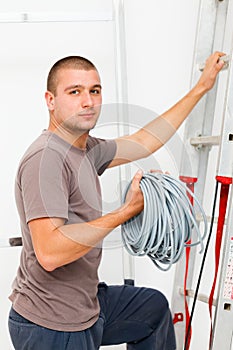 Electrician with Cords