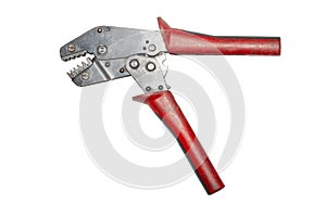 Electrician crimper pliers, isolated with clipping path. photo