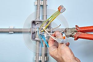 Electrician groups wires with pluggable connectors