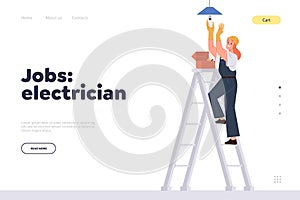 Electrician jobs landing page online service for booking master to repair electrical home appliance