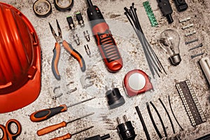Electrician tools background