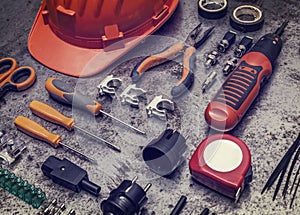 Electrician tools background