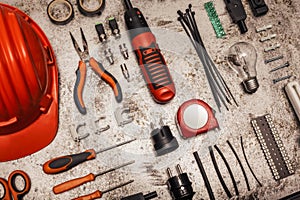 Electrician tools background photo