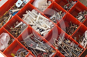 Electrician tradesman's Box of screws