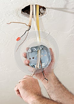 Electrician Wiring Ceiling Box