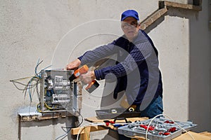 Electrician at work