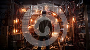 Electrician at work, electrical work concept