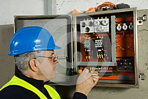 Electrician at work