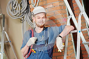 Electrician worker with wiring