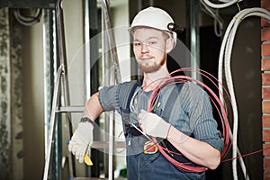 Electrician worker with wiring