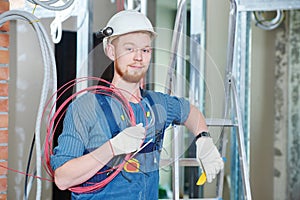 Electrician worker with wiring