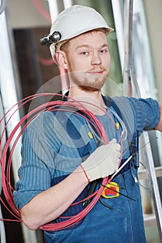 Electrician worker with wiring