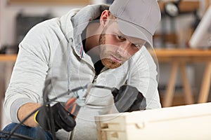 electrician working at building site