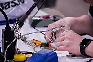 Electrician working on Electrical Components