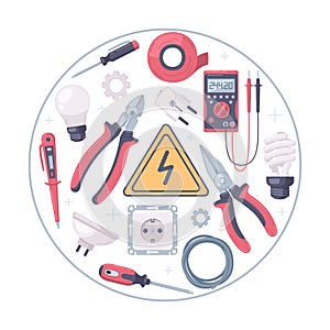 Electricians Tools Circle Composition