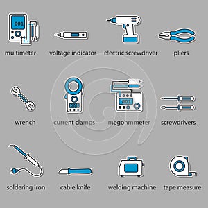 The Electricians tools icon set