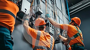 Electricians Working on a Complex Electrical System