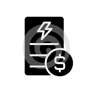 Electricity bill black glyph icon photo