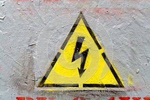 Electricity caution sign, danger sign, high voltage