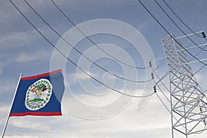 Electricity consumption and production in countries with the flag of Belize 3D render