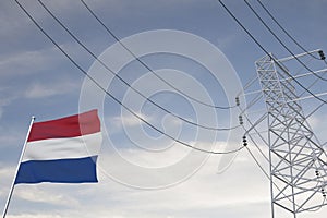 Electricity consumption and production in countries with the flag of Netherlands 3D render