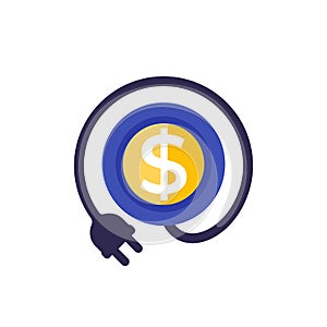 electricity costs icon with a plug, vector