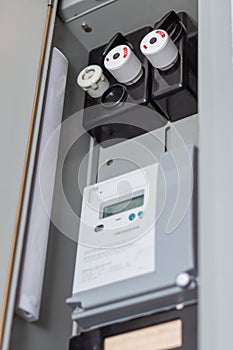 Electricity counter and 10 amperes fuse box in Denmark - Electricity consumption