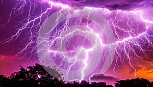 Electricity crackles through the dark, stormy night sky generated by AI