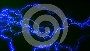 Electricity crackling. Abstract background with electric arcs. Realistic lightning strikes.Thunderstorm with flashing