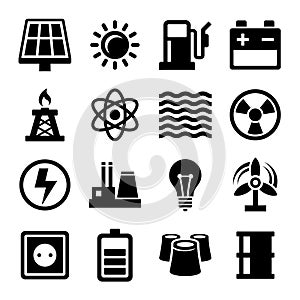 Electricity Energy and Power Icons Set