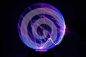 Electricity fire-ball. Abstract photo of electric waves. Static electricity - Stock Image