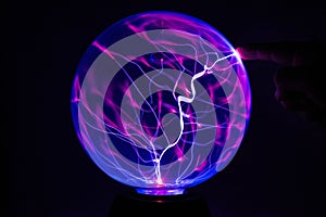 Electricity fire-ball. Abstract photo of electric waves. Static electricity - Stock Image