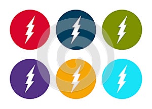 Electricity icon modern flat round button set illustration