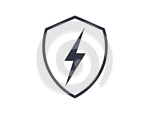 Electricity icon on a trust shield, concept of protection and security.