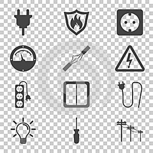 Electricity icon. Vector illustration in flat style on isolated