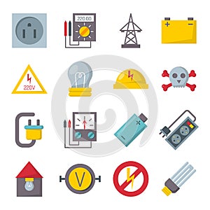 Electricity icons vector set.