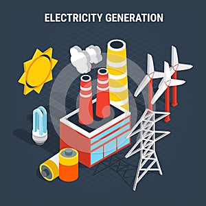 Electricity Isometric Colored Composition photo