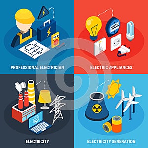 Electricity Isometric 3d Icon Set photo