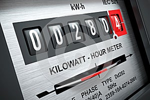 Electricity kilowatt hour meter 3d photo