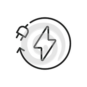 Electricity, in line design. Electricity, Power, Energy, Voltage, Current, Electric, Circuit on white background vector photo