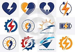 Electricity Logo template Lighting bolt sign symbol.